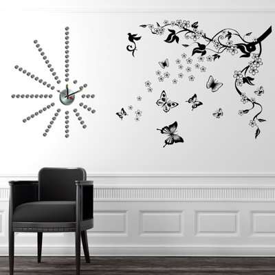 Butterfly Vine Dots Floral Wall Sticker