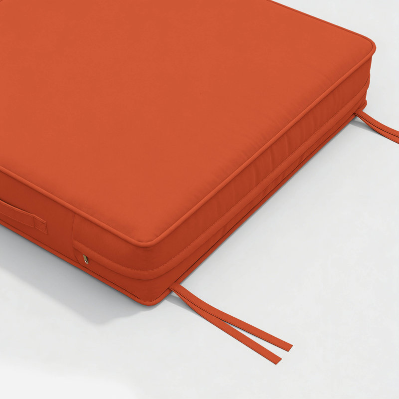 Outdoor Chair Seat Cushions，Water-Resistant Patio Chair Cushions With Handle And Non-Slip Bottom, Orange, 17" W x 16" D