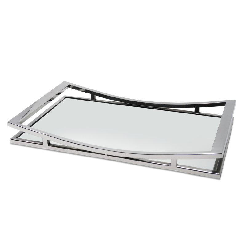 Plateau miroir rectangulaire, Argent argent, H 2 po x l 16,25 po x P 10,25 po