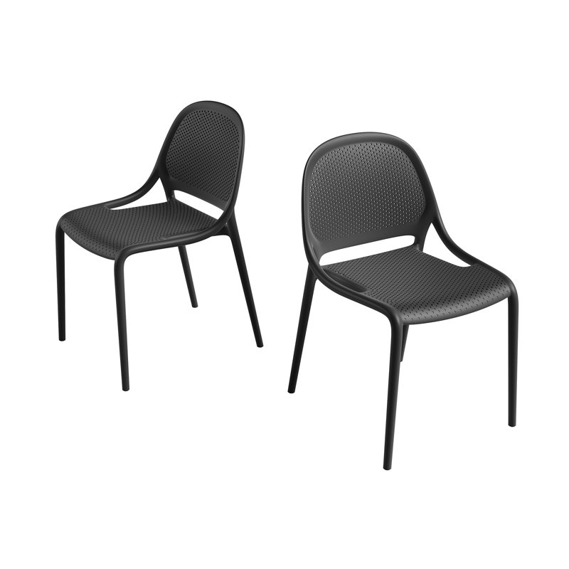 Chaise de salle à manger empilable Dewald, Noir