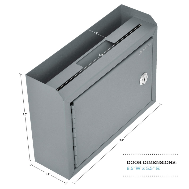 Medium Size Steel Multi-Purpose Mailbox Drop Box, Gray