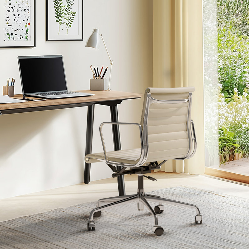 Genuine Leather Conference Chair, White
