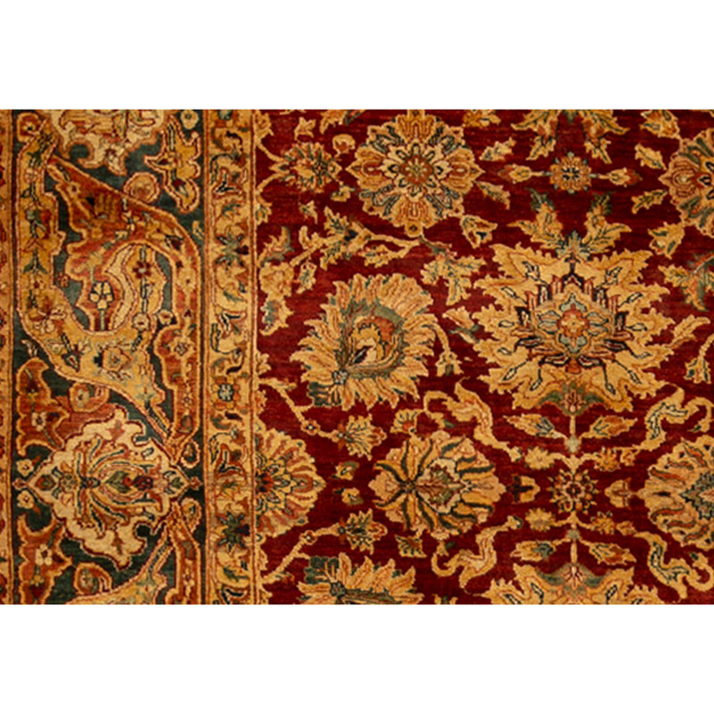 Tapis rouge et crème noué à la main de haute qualité