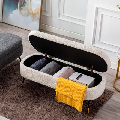 Bench With Soft Faux Fur Upholstery
