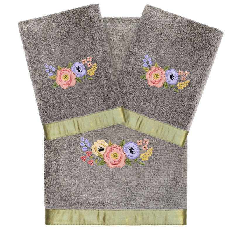 3 Piece 100% Turkish Cotton Towel Set, Charcoal