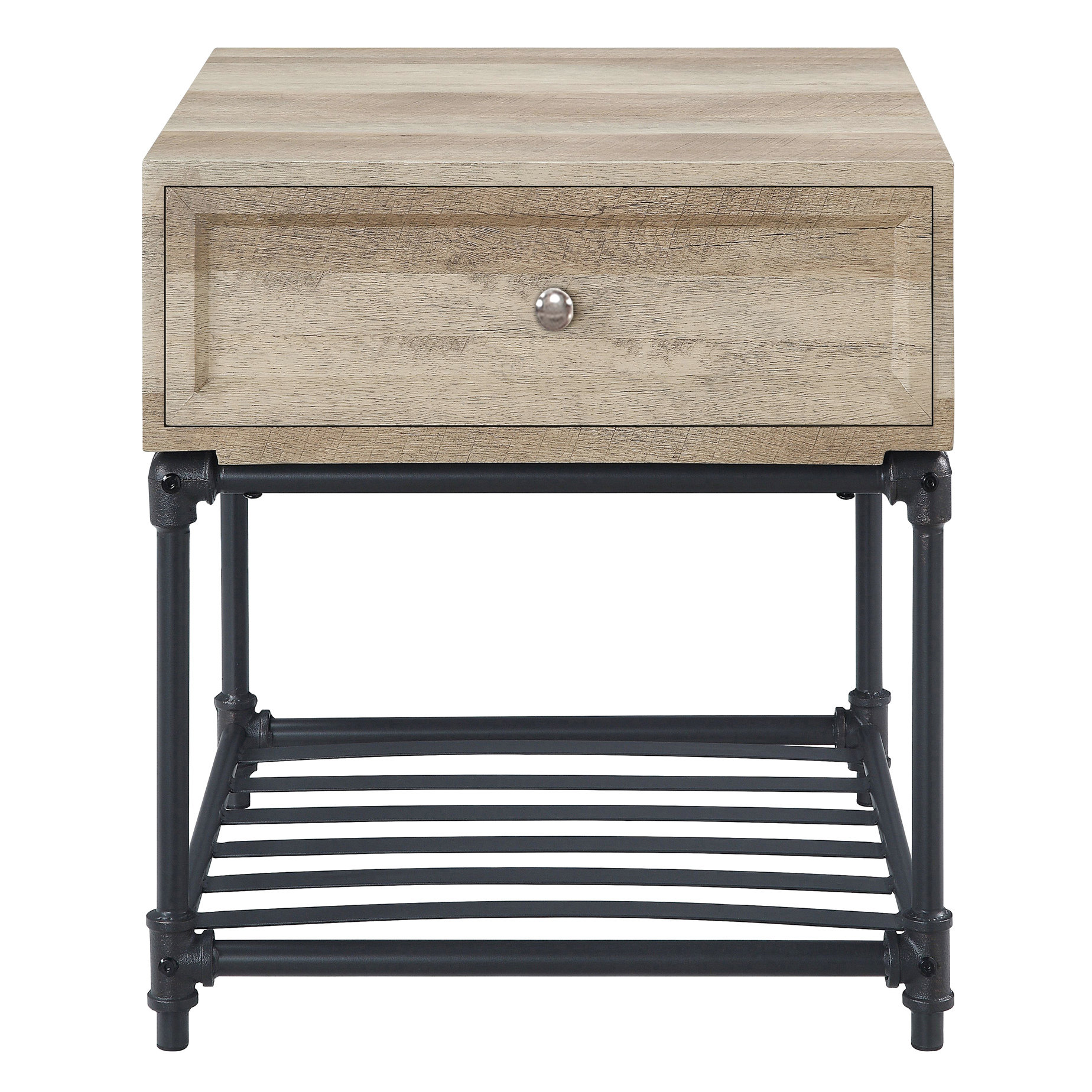 17 Stories Industrial Style End Table With Shelf Oak And Photo Inspiration