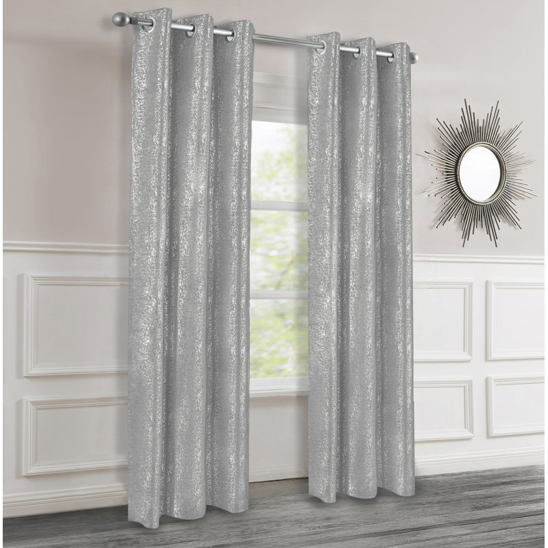 Thermal Insulated Blackout Curtains Bedroom Window Curtain Panels Living RoomBlackout, Shimmering Silver, 38" W x 96" L