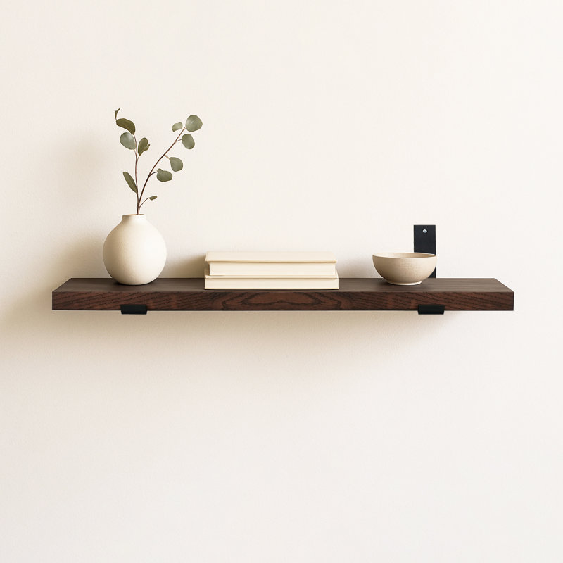 Oak Floating Shelf, 1.5" H x 48" W x 7.5" D, Dark Brown Wood