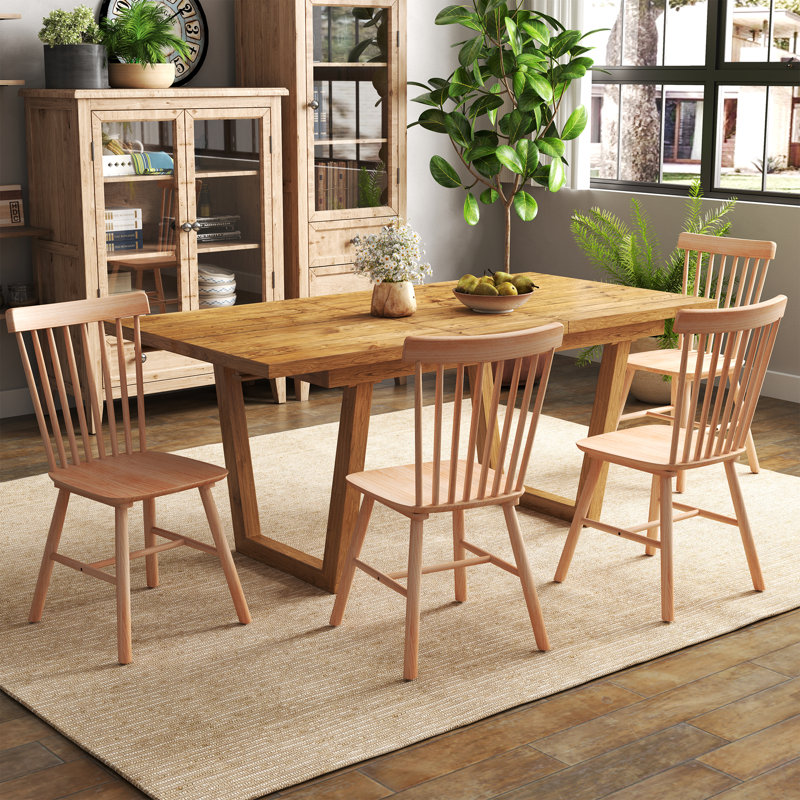 Chaise d'appoint à dossier Windsor en bois massif Candance, Naturel