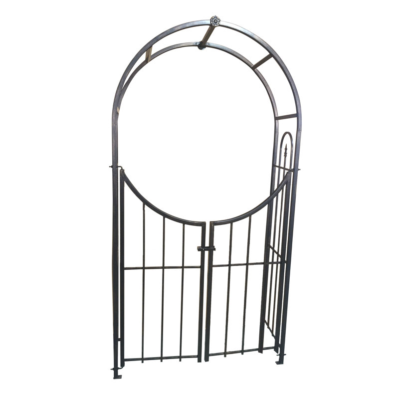 Steel Arbour with Gate, 228.625cm H x 127cm W x  45.75cm D, Black