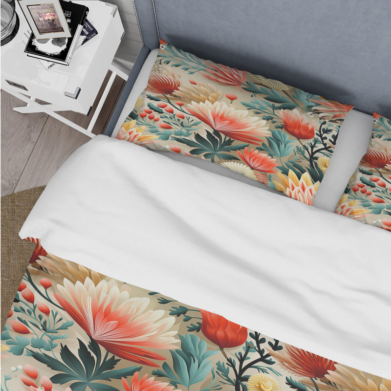 Ensemble de housse de couette Coral Crests Tropical Pattern III, Housse de couette pour grand lit et 2 taies décor