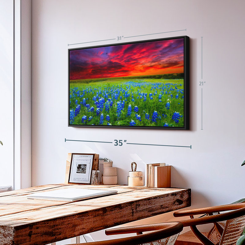 «Bluebonnets At Sunset I», reproduction sur toile, H 21 po x l 31 po