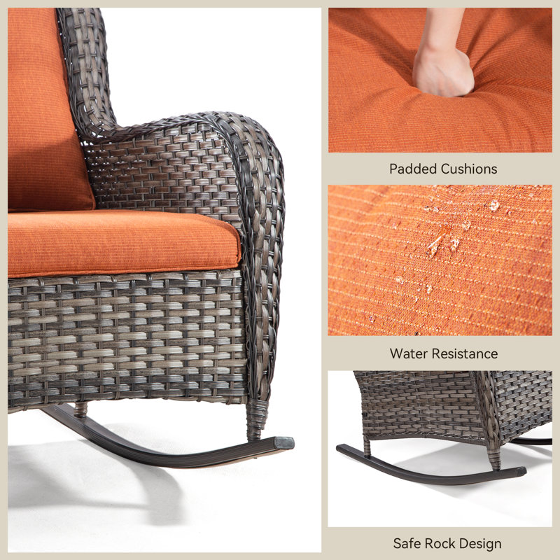 Lomant Wicker 9 - Person Patio Conversation Set with Cushions, Orange