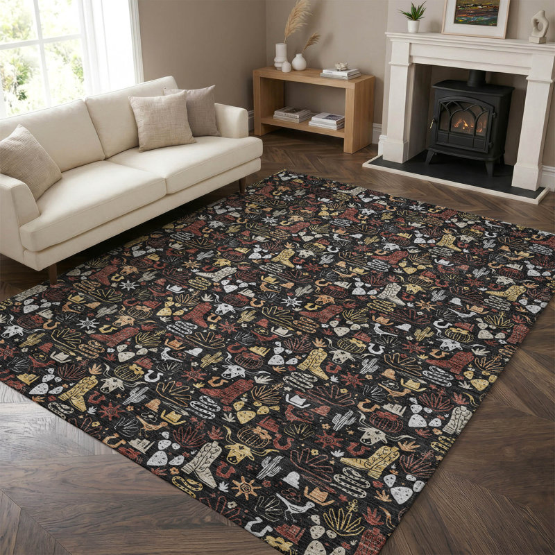 Tapis de qualité supérieure lavable à la machine Villers AMF2613, Noir, 3 pi x 5 pi