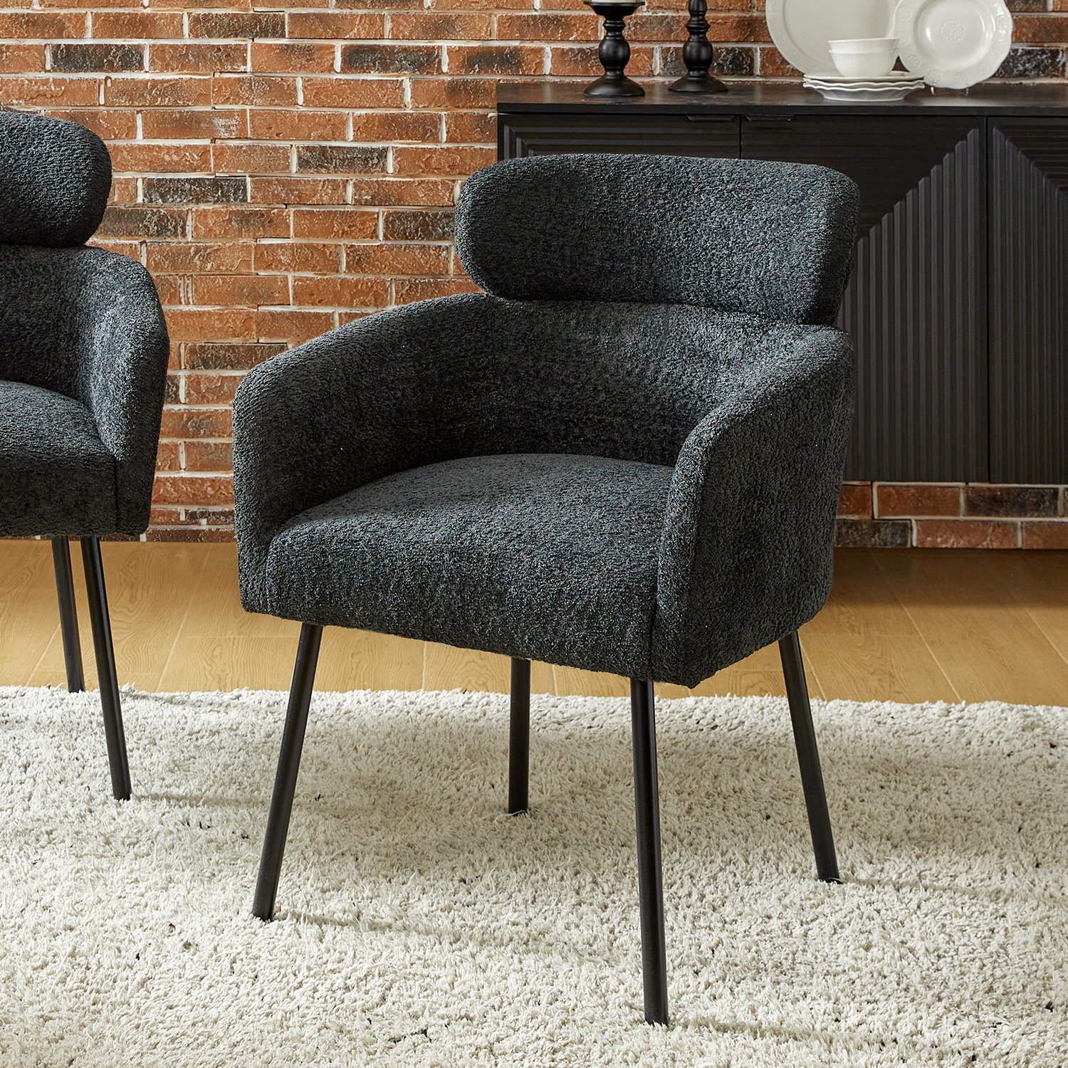 Curated visual reference: Fresh Look at Corrigan Studio Turgeon Boucle Dining Chair With Adjustment Feet