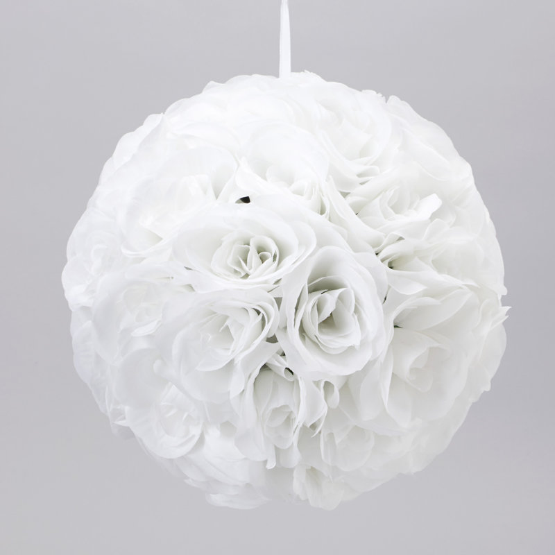 Pièce maîtresse en soie 10 roses pomander baiser, Blanc