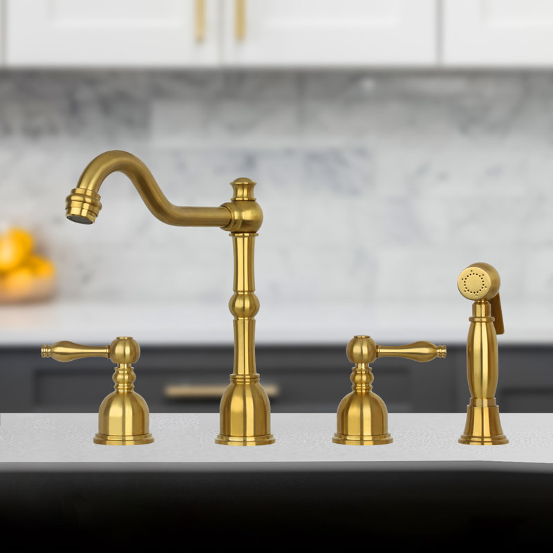 Akicon Kitchen Faucet with Side Spray, Brushed Gold