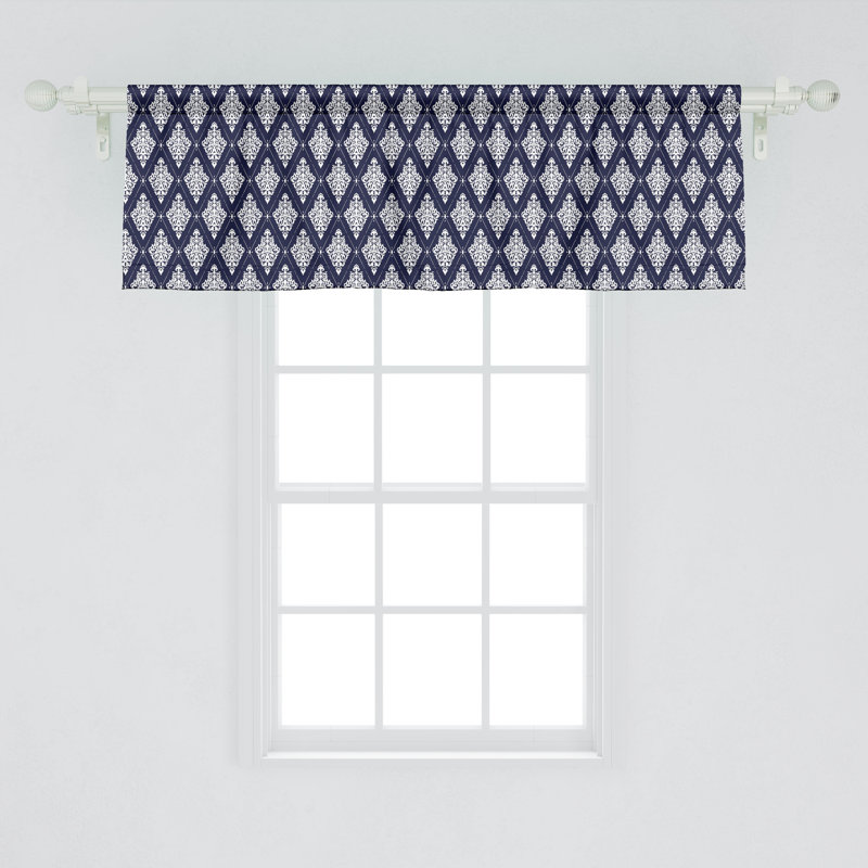 Ensemble de 2 cantonnières Ambesonne Boho inspirées de damas orientaux 54 "x 18" indigo et blanc
