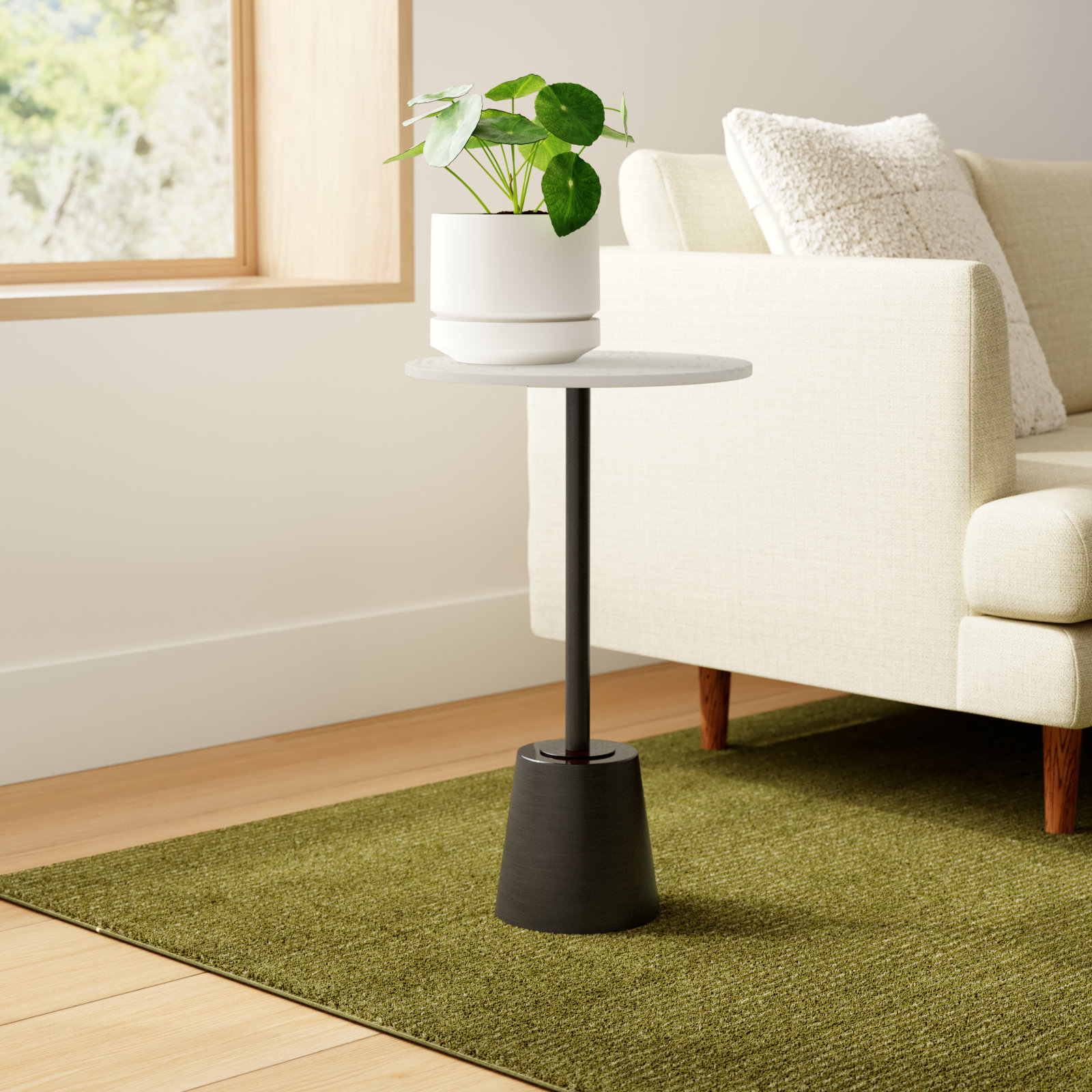 Cemil End Table, Pewter, White, 23.25" H x 14" W x 14" D