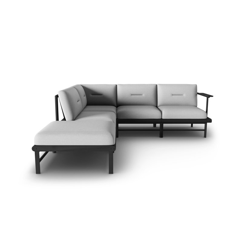 230cm Wide Ash Patio Sectional with Cushions, Light Grey, Right Hand Facing
