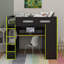 Full Size Wood Loft Bed With Desk,Wardrobe,Ample Storage Space,And RGB LED Light-1020829019