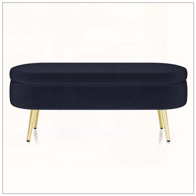 Ottoman Oval Storage Bench ith Metal Legs