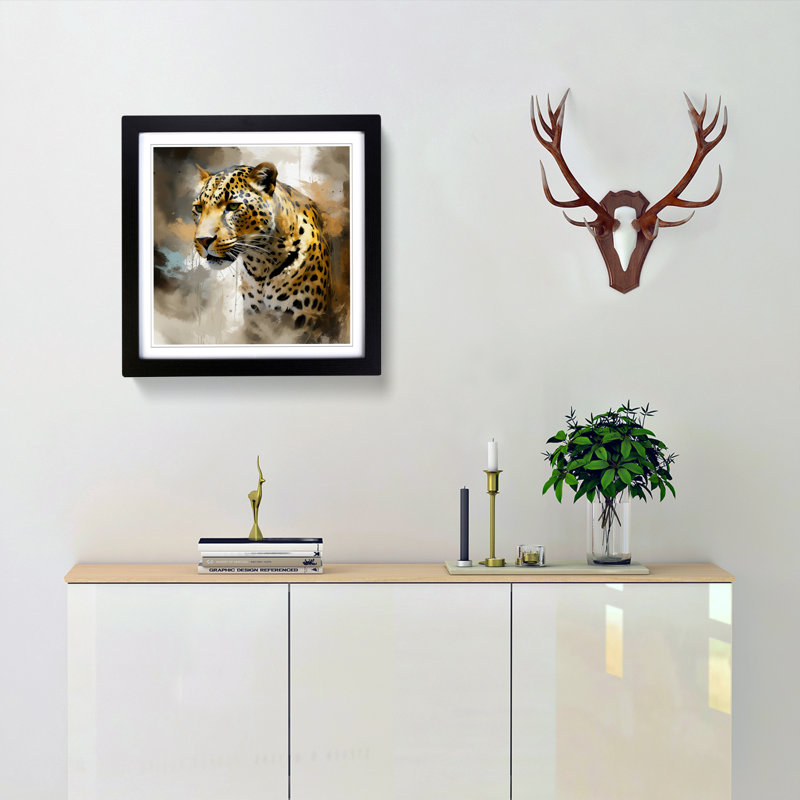 Leopard Gestural Art No.3 - Framed Print, Black