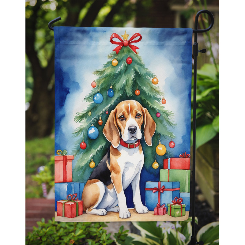 Drapeau de Noël renne de jardin, Beagle
