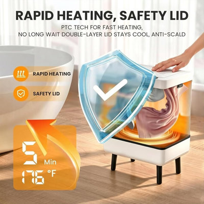 35L Foldable Towel Warmer for Bathroom, Fast Heat, Auto Shut-Off, LED Display, Dual Heat & Dry, 24-Hour Delay Start, Fits 4 oversized towels, bathrobes, PJs, bonus 2 scented discs, (Grey)