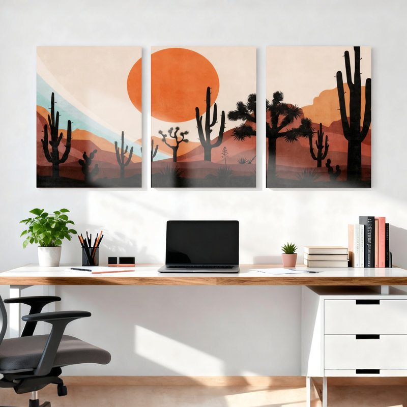 Ensemble de 3 tableaux sur toile tendue, H 36 po x l 72 po