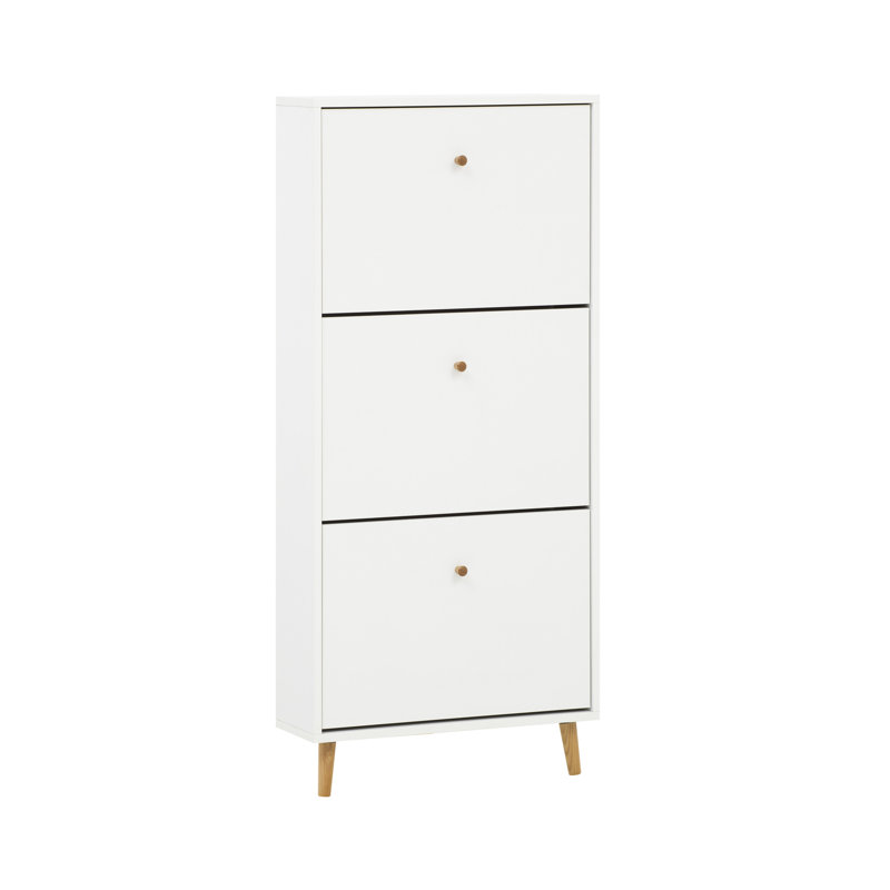 McDermitt 12 Pair Flip Down Shoe Storage, White