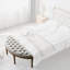 Banc semi-circulaire en lin et coton, style campagnard américain, en chêne vieilli, pour salon et chambre.