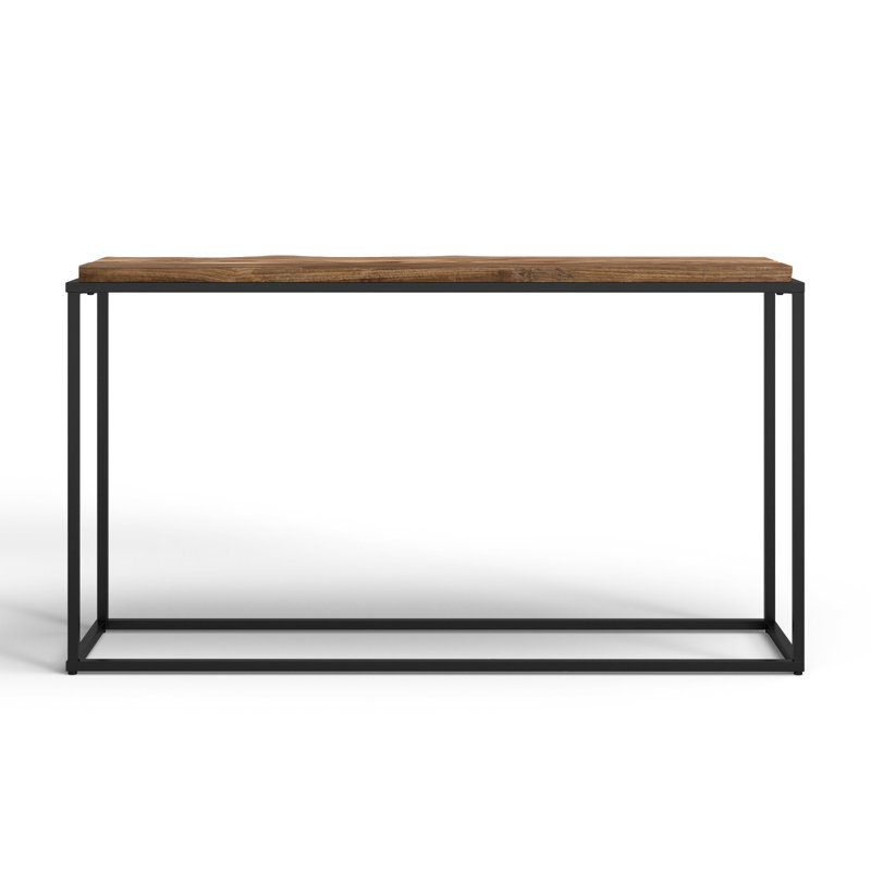 Averly 54'' Natural Wood and Black Metal Console Table