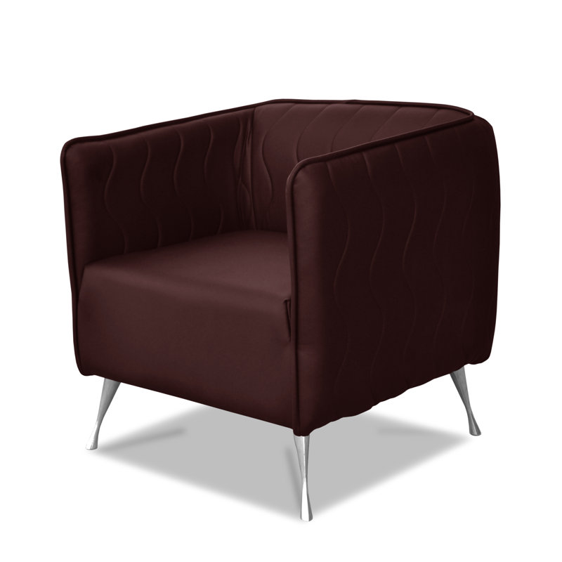 Molena Faux Leather Barrel Chair, Brown