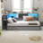 Corner Bed Frame  With Led Light And Charging Station, Modern  Bed With Bookcase And 2 Underbed Storage Drawers, Modern Daybed No Box Spring Needed/noise-free-969530213