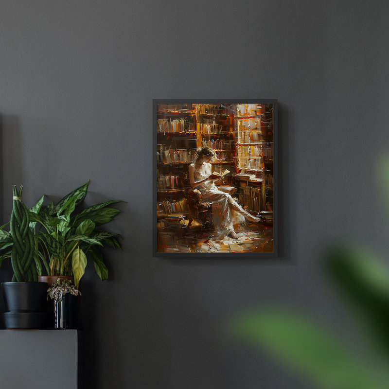 WOMEN-XLVI - Reproduction d'art encadrée de qualité supérieure - prête à être accrochée, Noir, H 28 po x l 8 po