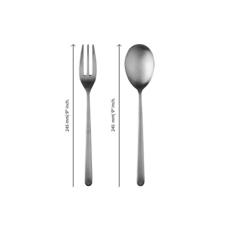 Ensemble de service (fourchette et cuillère) Linea, Argenté glacé