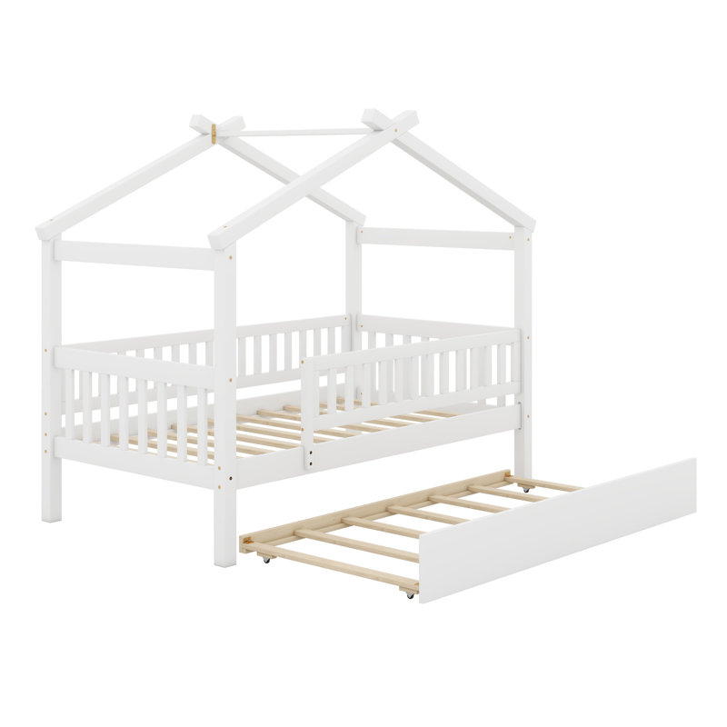 Lit maison avec lit gigogne, Blanc