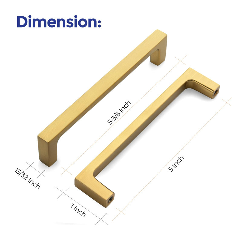 Brushed Brass Solid Pulls Cabinet Handles 5 Inch 30 Pack，Solid Zinc, Slim Design, Mounting Screws Included, Kitchen Cabinet Hardware, For Cupboards, Dressers, Drawers