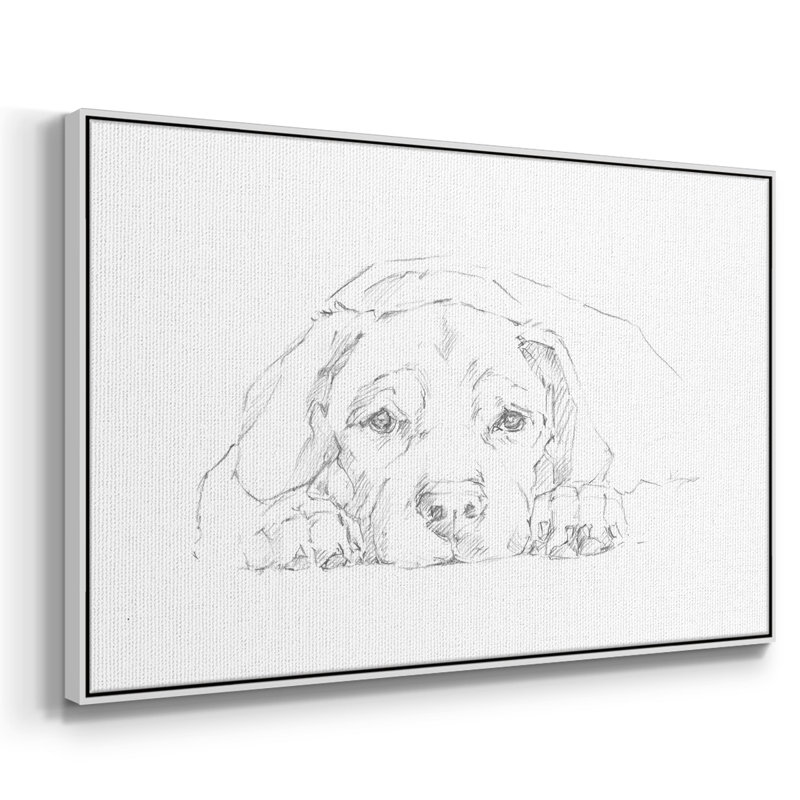 Lazy Dog III, Pas de tapis, Cadre blanc, H 27 po x l 41 po x P 2 po