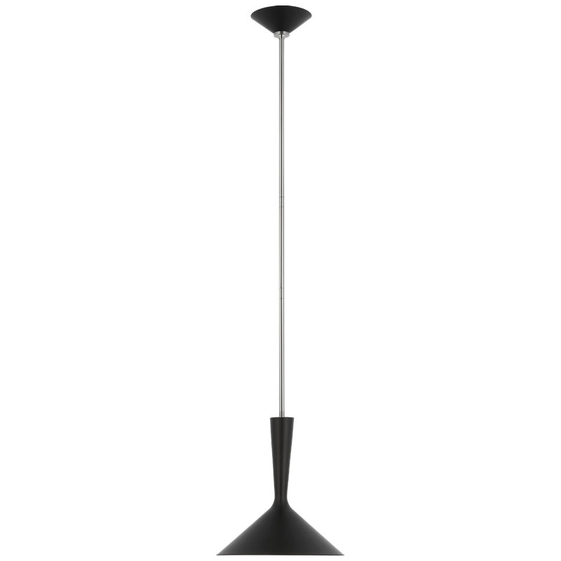 Rosetta 1 - Light Pendant, Matte Black, 56.75" H x 12" W x 12" D, Matte Black/Polished Nickel