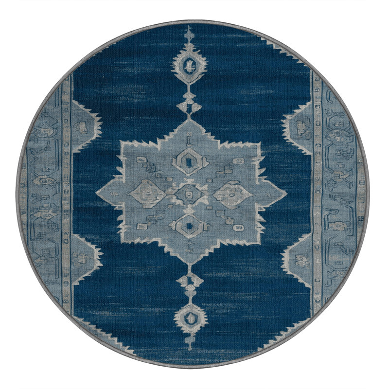 Tapis gris lavable à la machine, Rond 6 pi