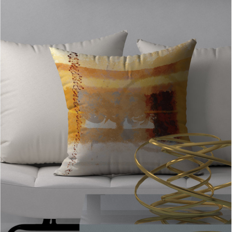  Housse de coussin carré et insert, 18" x 18", Rouge / brun / orange