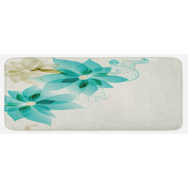 Tapis de cuisine beige et turquoise