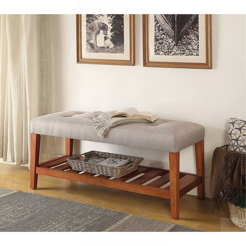 Banc en tissu gris clair Charla, Gris clair