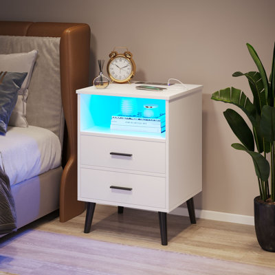 Tables de chevet Targo avec lumières DEL et ports USB