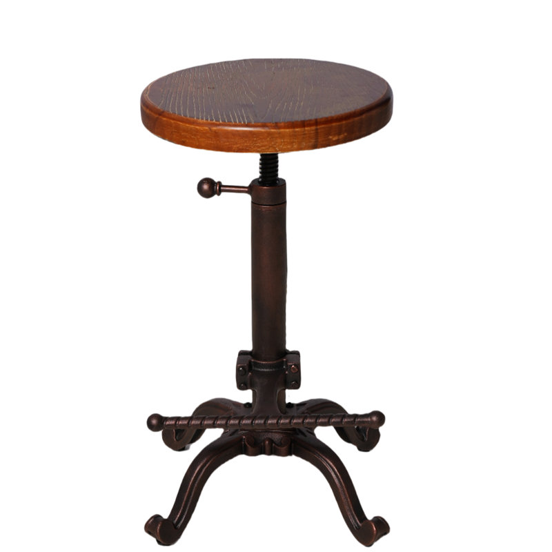 Vintage Swivel Bar Stool 22.04-25.98Inch Height Adjustable Industrial Counter Stools For Kitchen Island Farmhouse Shop Chair With Footrest