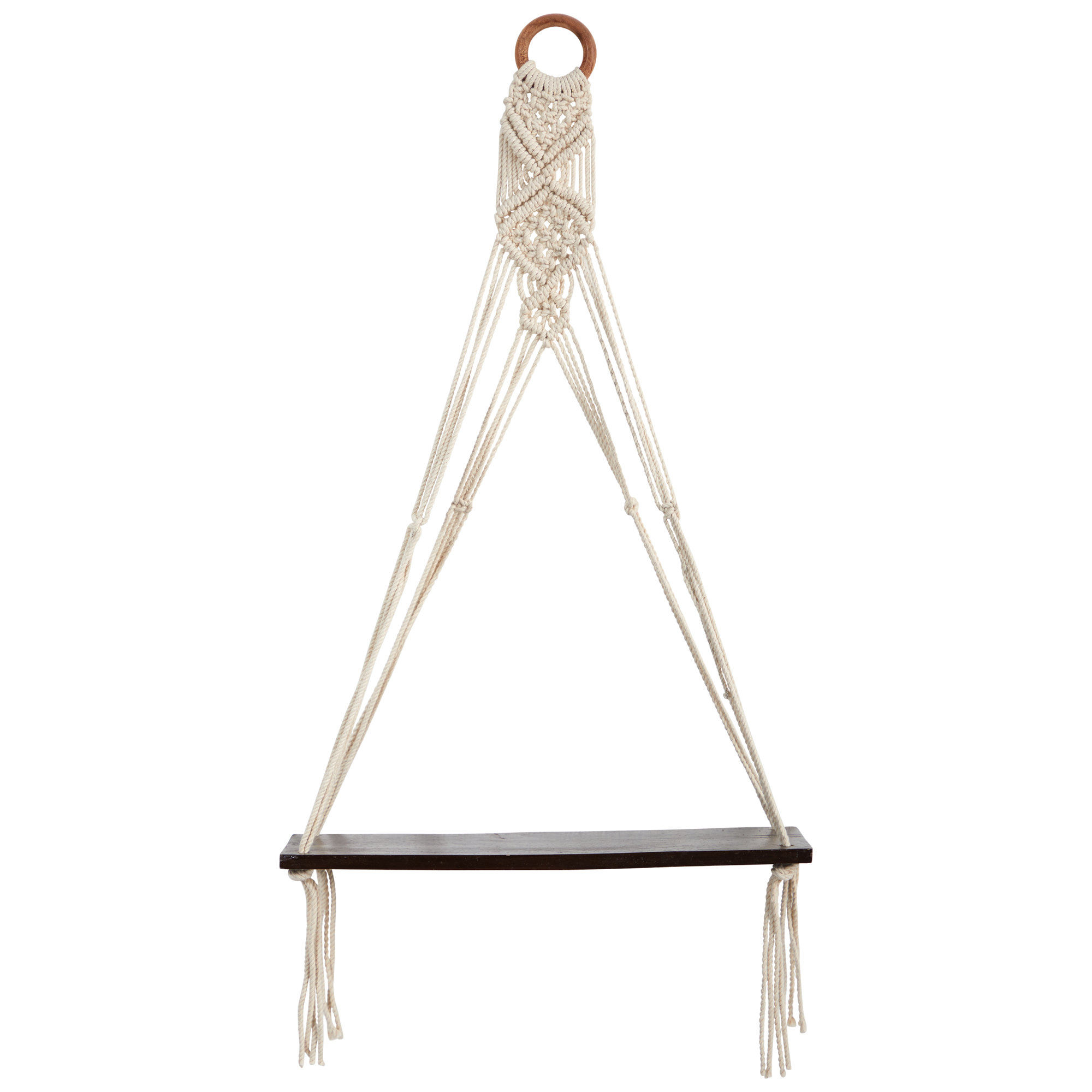 Dakota Fields Macrame with Wooden Shelf Wall Hanging | Wayfair