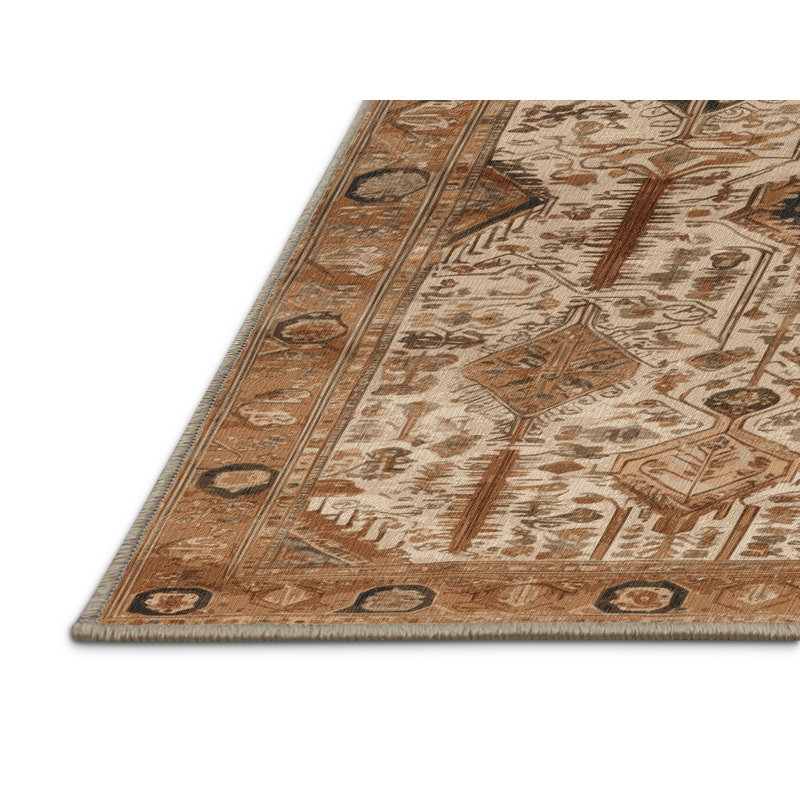 Tapis brun lavable à la machine, Rectangulaire 7 pi x 10 pi