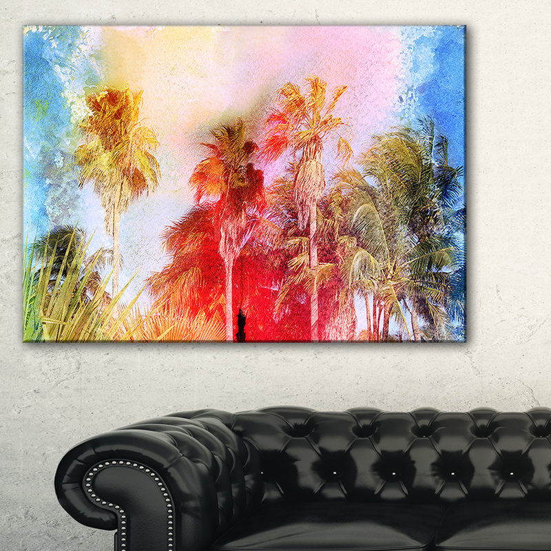Retro Palms - Impression sur toile tendue, H 30 po x l 40 po x P 1 po